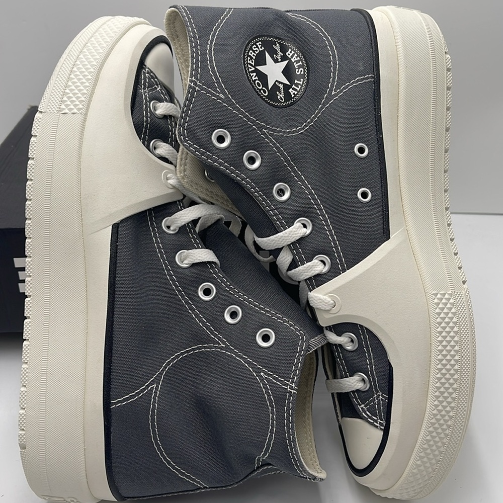 Converse Men’s A05116C CTAS CONSTRUCT HI CYBER GREY/VINTAGE WHITE/EGRET Platform - Picture 11 of 16